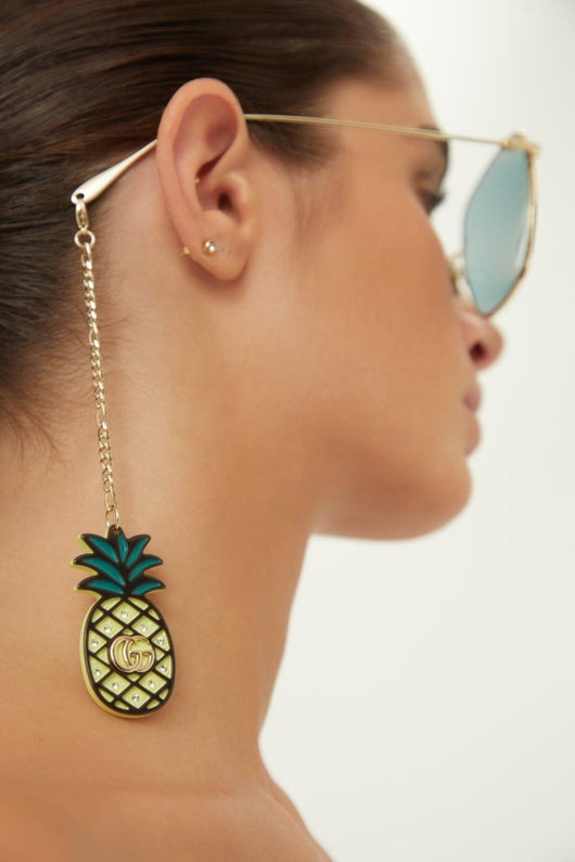 Gucci gold squared sunglasses with pineapple charms - Lux Studios