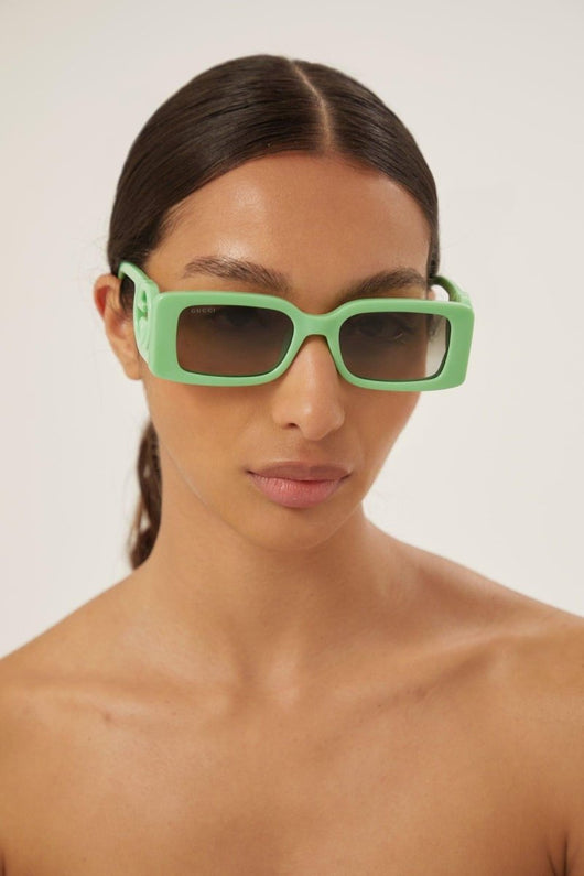 Gucci green bold rectangular sunglasses - Lux Studios