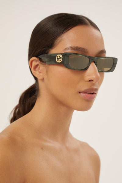 Gucci green rectangular sunglasses - Lux Studios
