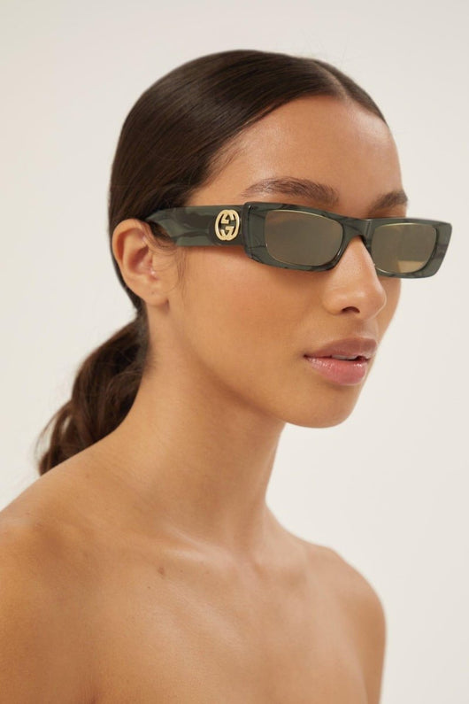 Gucci green rectangular sunglasses - Lux Studios
