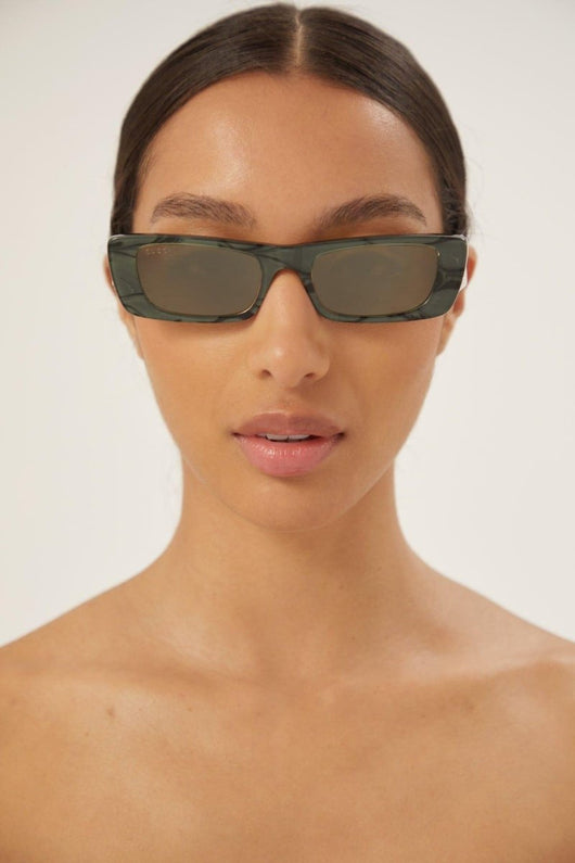 Gucci green rectangular sunglasses - Lux Studios