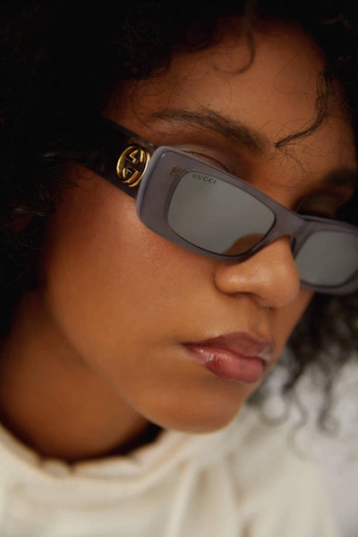 Gucci grey rectangular female sunglasses - Lux Studios