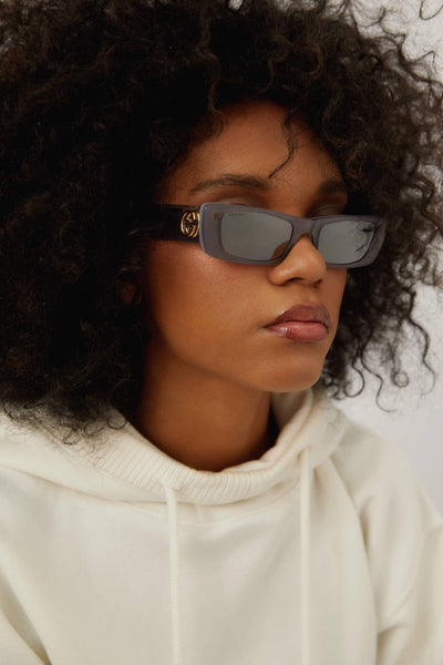 Gucci grey rectangular female sunglasses - Lux Studios