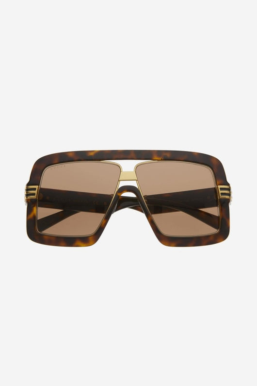 Gucci havana bold 80s inspired sunglasses - Lux Studios
