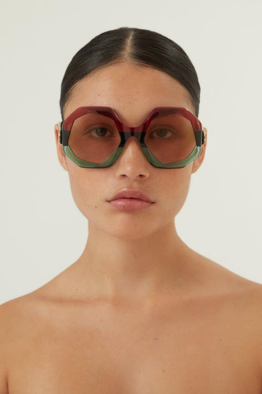 Gucci hexagonal tricolor sunglasses - Lux Studios