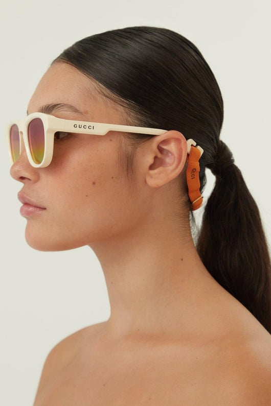 Gucci ivory sporty sunglasses - Lux Studios