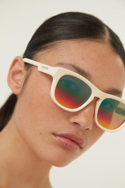 Gucci ivory sporty sunglasses - Lux Studios
