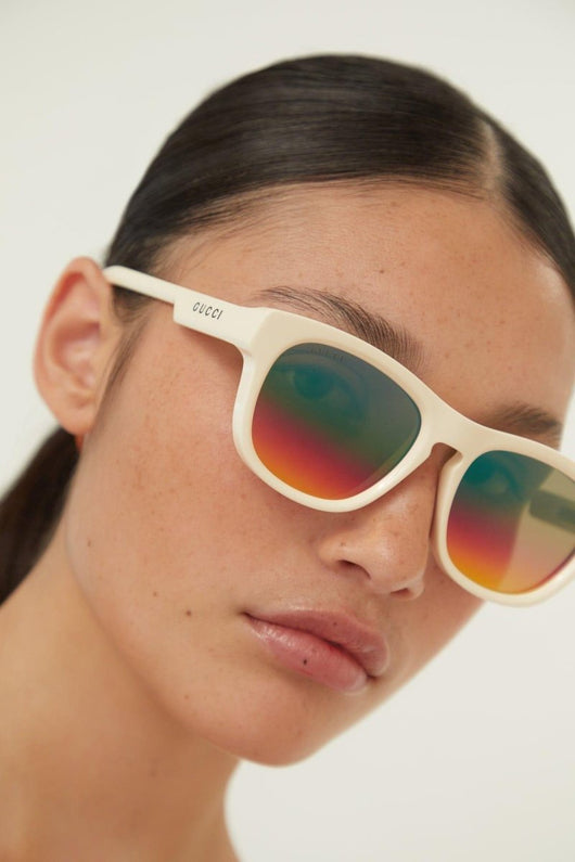 Gucci ivory sporty sunglasses - Lux Studios