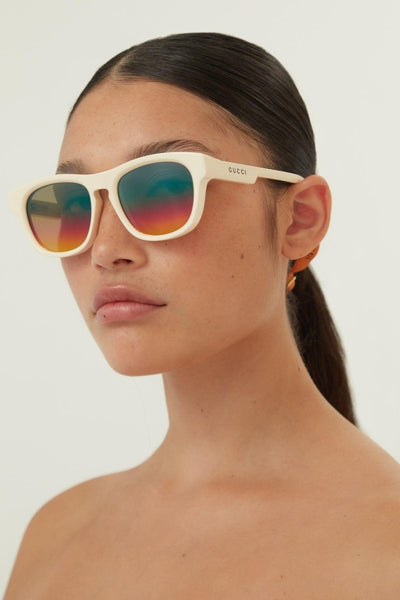 Gucci ivory sporty sunglasses - Lux Studios