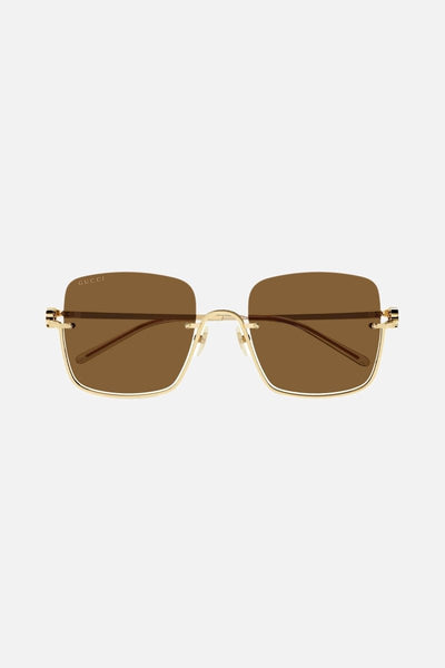 Gucci metal squared sunglasses with brown lenses - Lux Studios