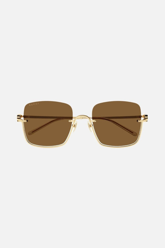 Gucci metal squared sunglasses with brown lenses - Lux Studios