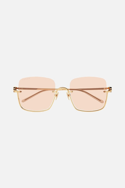 Gucci metal squared sunglasses with orange lenses - Lux Studios