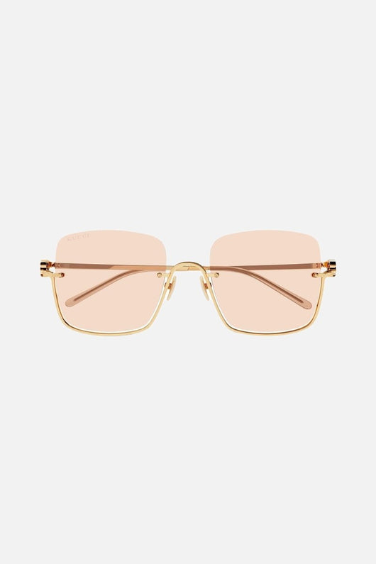 Gucci metal squared sunglasses with orange lenses - Lux Studios