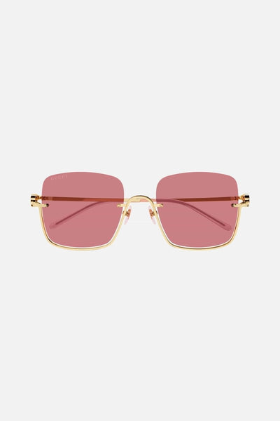 Gucci metal squared sunglasses with pink lenses - Lux Studios