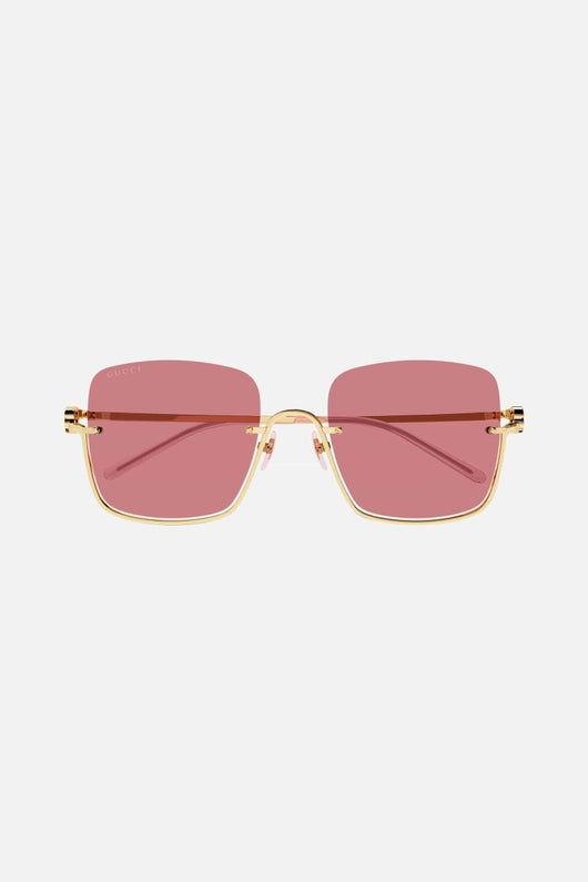 Gucci metal squared sunglasses with pink lenses - Lux Studios
