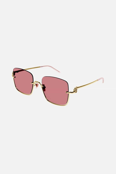 Gucci metal squared sunglasses with pink lenses - Lux Studios
