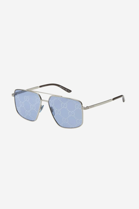 Gucci metal UNISEX caravan with all over GG logo in blue lenses - Lux Studios