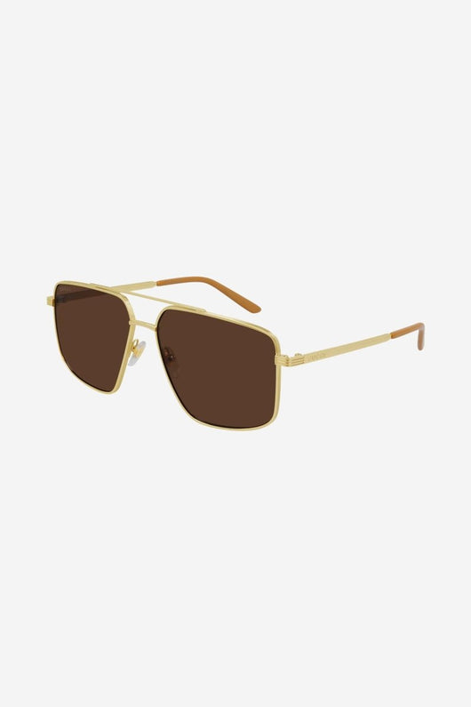 Gucci metal UNISEX gold caravan with brown lenses - Lux Studios