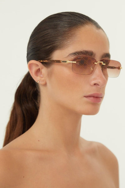 Gucci micro metal sunglasses with logo all over - Lux Studios