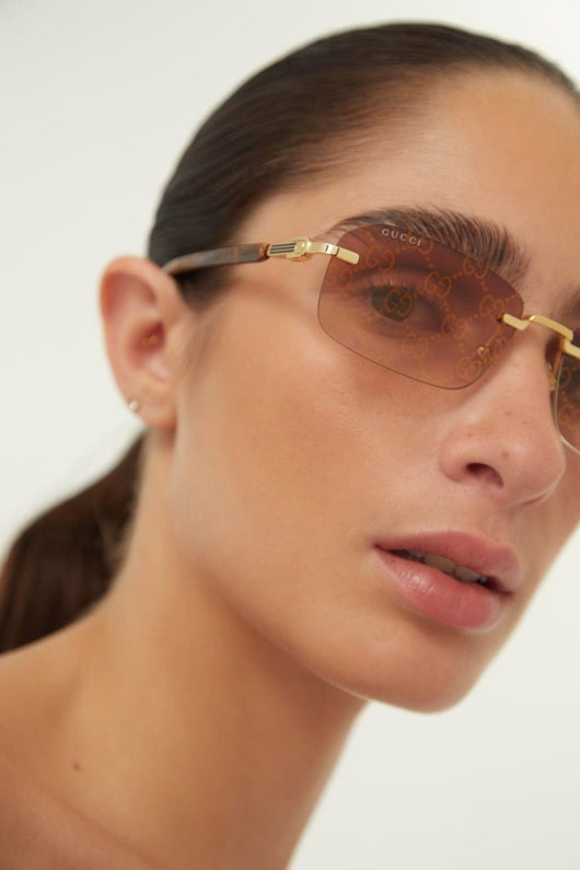 Gucci micro metal sunglasses with logo all over - Lux Studios