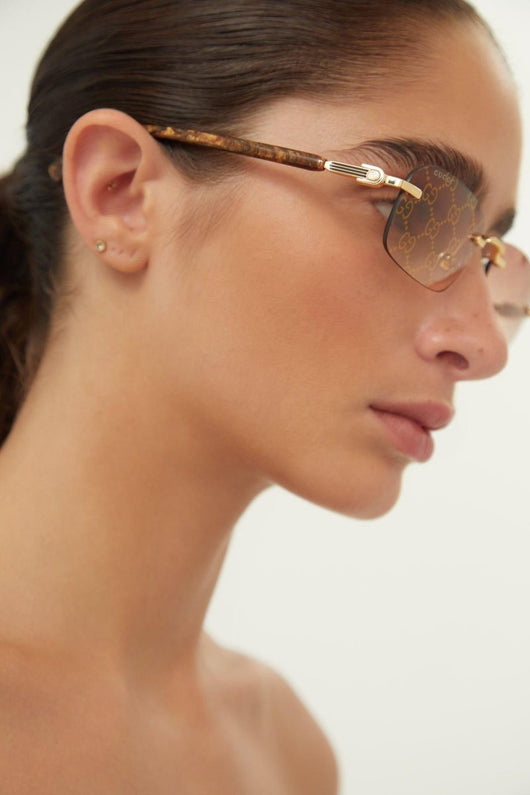 Gucci micro metal sunglasses with logo all over - Lux Studios