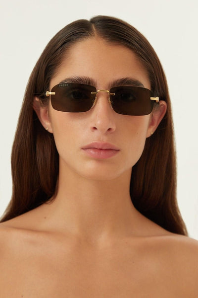 Gucci micro rimless metal sunglasses - Lux Studios