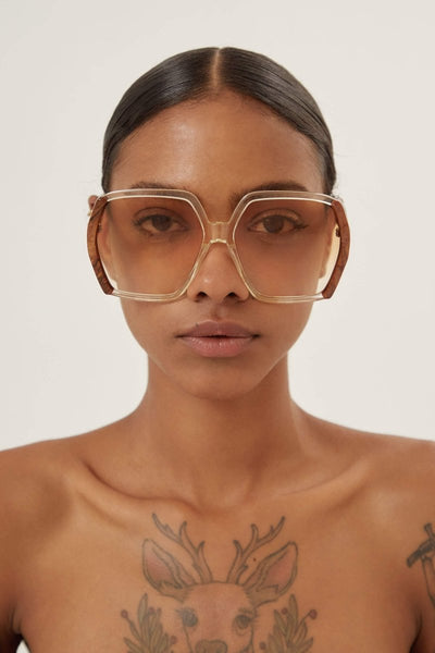 Gucci oversize brown and ivory acetate sunglasses - Lux Studios