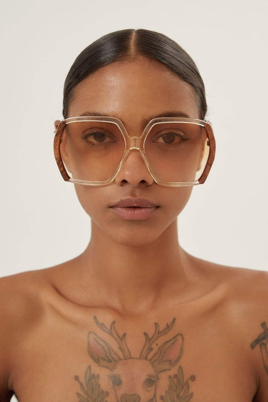 Gucci oversize brown and ivory acetate sunglasses - Lux Studios