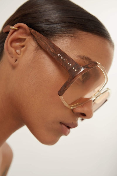 Gucci oversize brown and ivory acetate sunglasses - Lux Studios