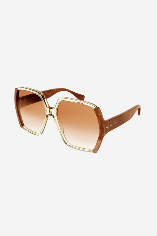 Gucci oversize brown and ivory acetate sunglasses - Lux Studios