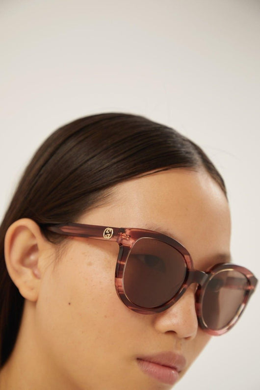 Gucci oversize cat eye round pink sunglasses - Lux Studios