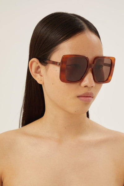 Gucci oversize square brown sunglasses - Lux Studios