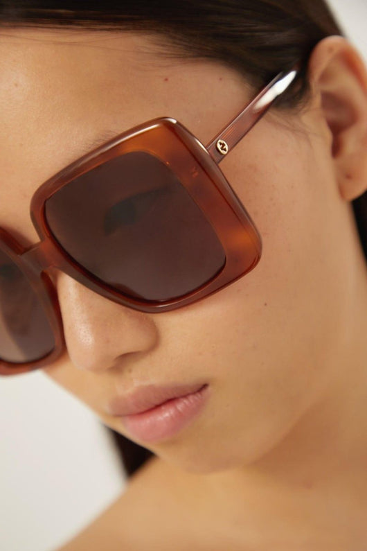 Gucci oversize square brown sunglasses - Lux Studios