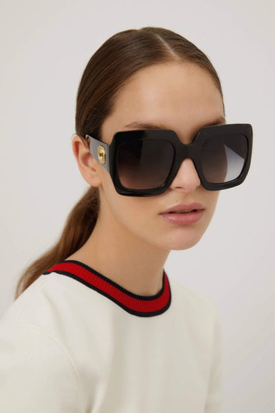 Gucci oversized femenine squared black sunglasses - Lux Studios