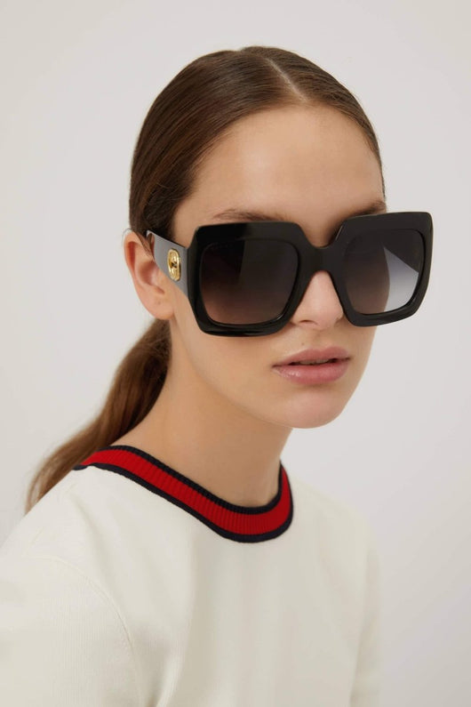 Gucci oversized femenine squared black sunglasses - Lux Studios