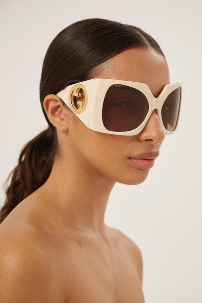 Gucci oversized ivory butterfly sunglasses - Lux Studios