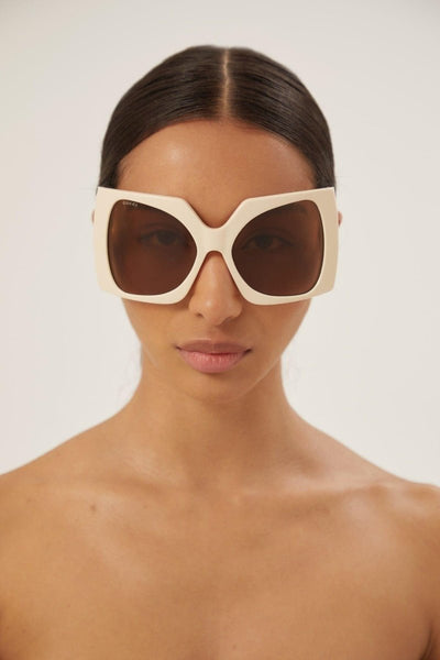 Gucci oversized ivory butterfly sunglasses - Lux Studios