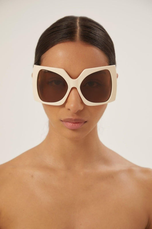 Gucci oversized ivory butterfly sunglasses - Lux Studios