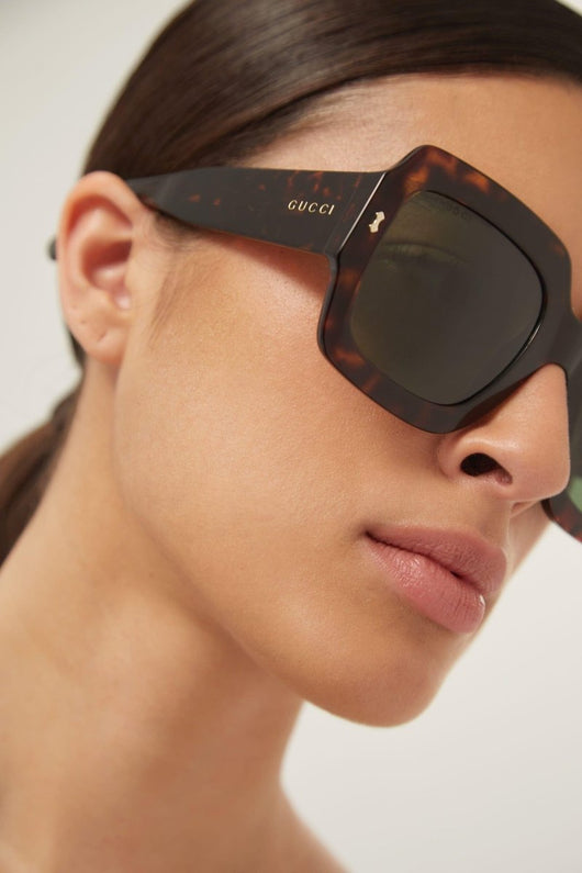 Gucci oversized squared sustainable havana green sunglasses - Lux Studios