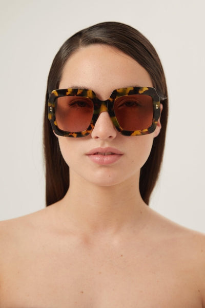 Gucci oversized squared sustainable havana sunglasses - Lux Studios
