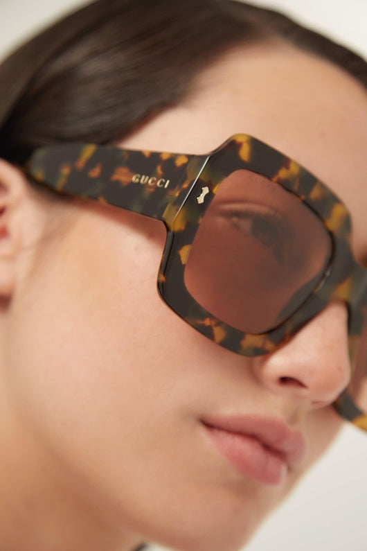 Gucci oversized squared sustainable havana sunglasses - Lux Studios