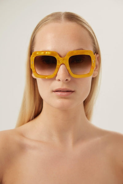 Gucci oversized squared sustainable yellow sunglasses - Lux Studios