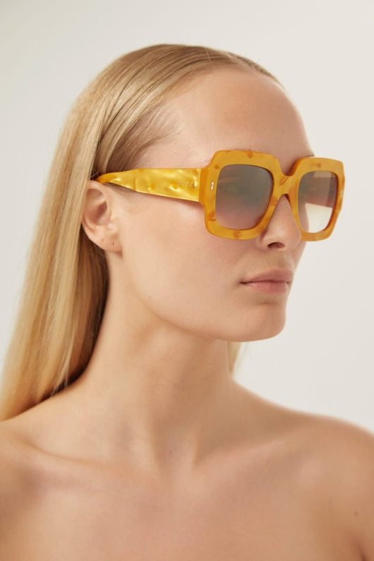 Gucci oversized squared sustainable yellow sunglasses - Lux Studios