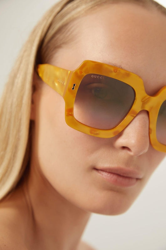 Gucci oversized squared sustainable yellow sunglasses - Lux Studios