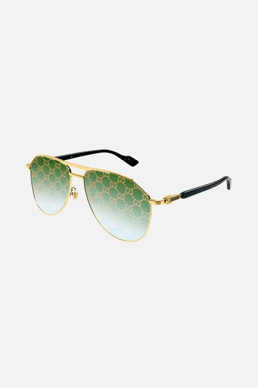 Gucci pilot all over logo metal sunglasses - Lux Studios