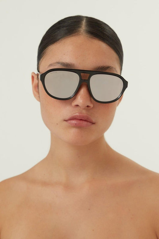 Gucci pilot sporty sunglasses in black - Lux Studios