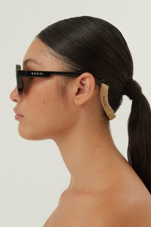 Gucci pilot sporty sunglasses in black - Lux Studios