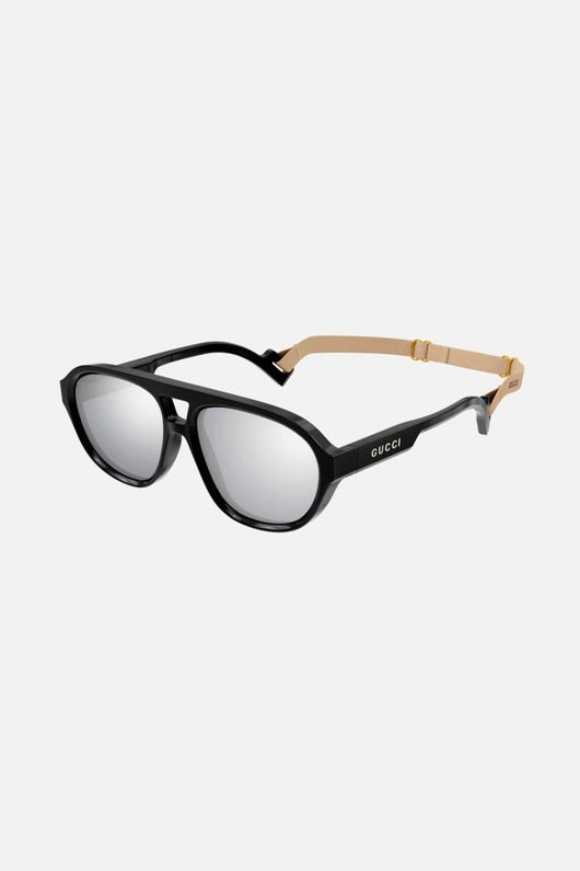 Gucci pilot sporty sunglasses in black - Lux Studios