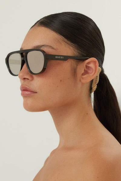 Gucci pilot sporty sunglasses in black - Lux Studios