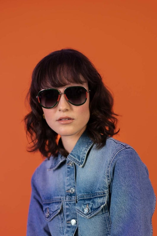 Gucci pilot sunglasses featuring front web - Lux Studios